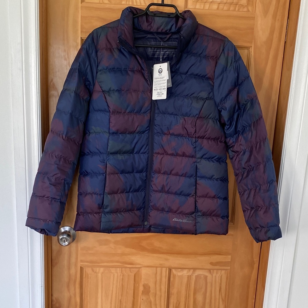 Eddie Bauer Women’s Blue and Red Puffer Jacket
